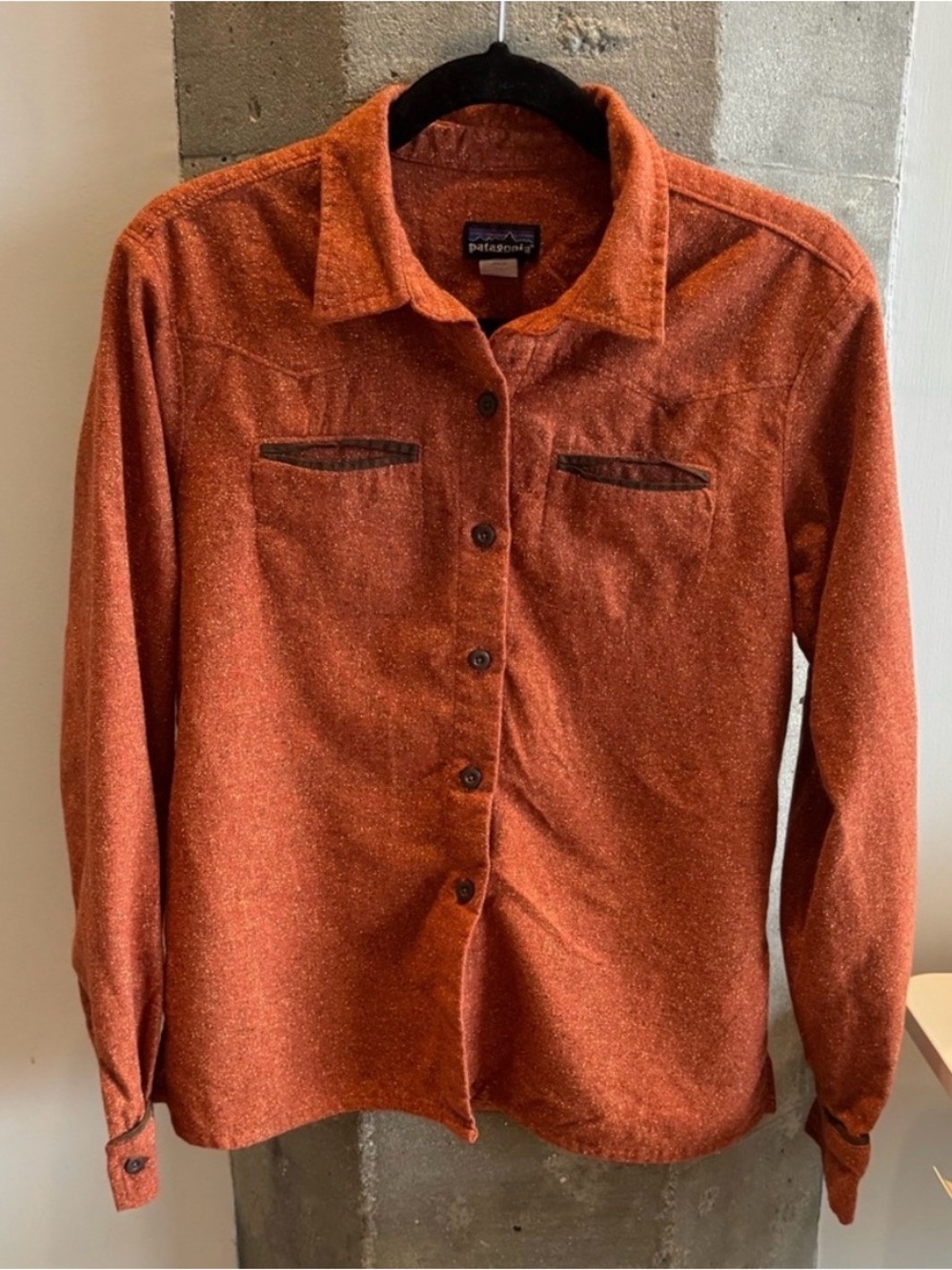 Patagonia Rust Orange Wool-Blend Button-Up Shirt